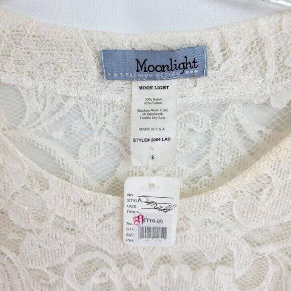 Moonlight Y&S Fashion S Small Tunic Top Black White Champagne Lagenlook Unlined - Picture 3 of 4